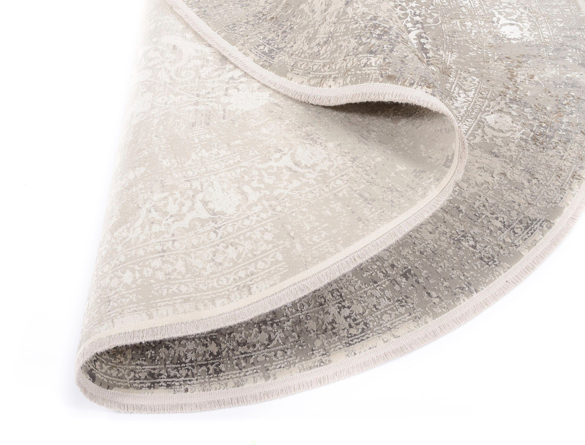 Teppich BESTSELLER CAVA, OCI DIE TEPPICHMARKE, rund, Höhe: 8 mm, Glanz Viskose, Hoch Tief Struktur, mit Fransen, Wohnzimmer