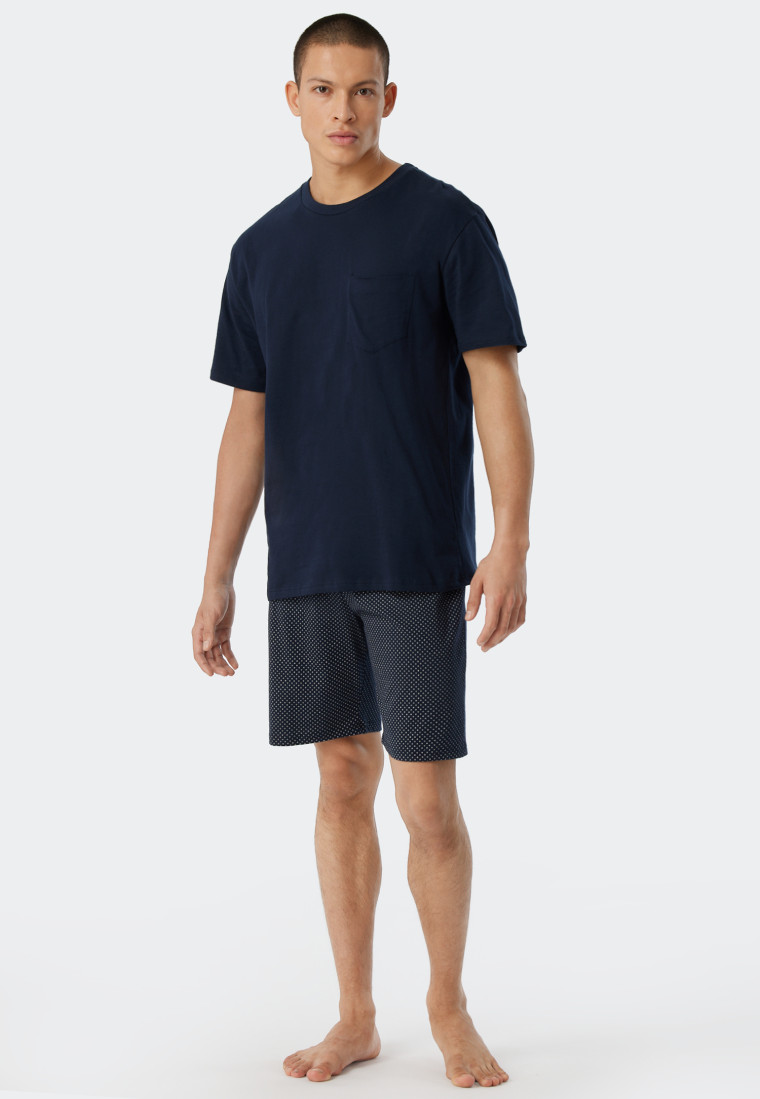 Schlafanzug kurz Jersey blau - Ebony