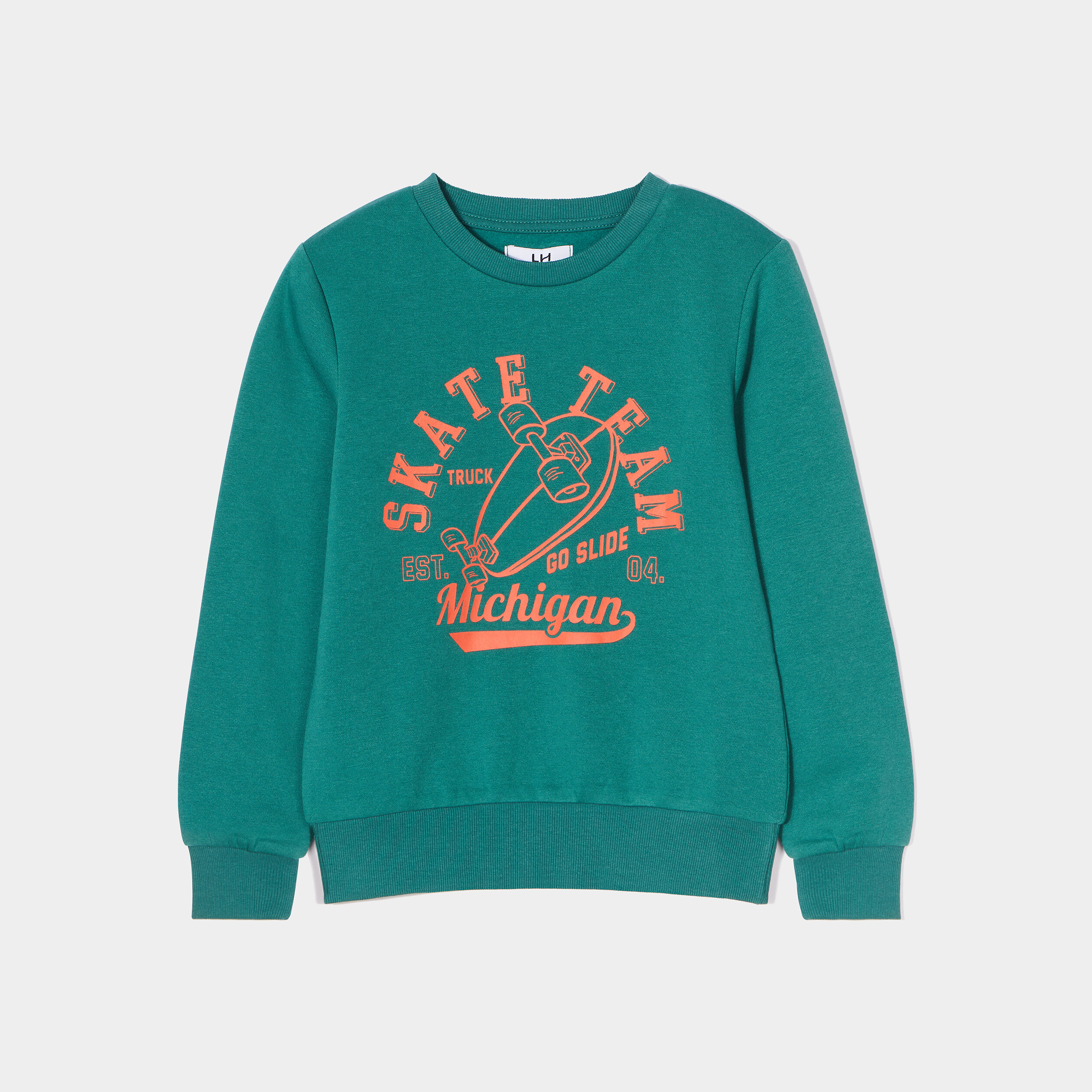 Sweat col rond manches longues vert émeraude garçon | La Halle