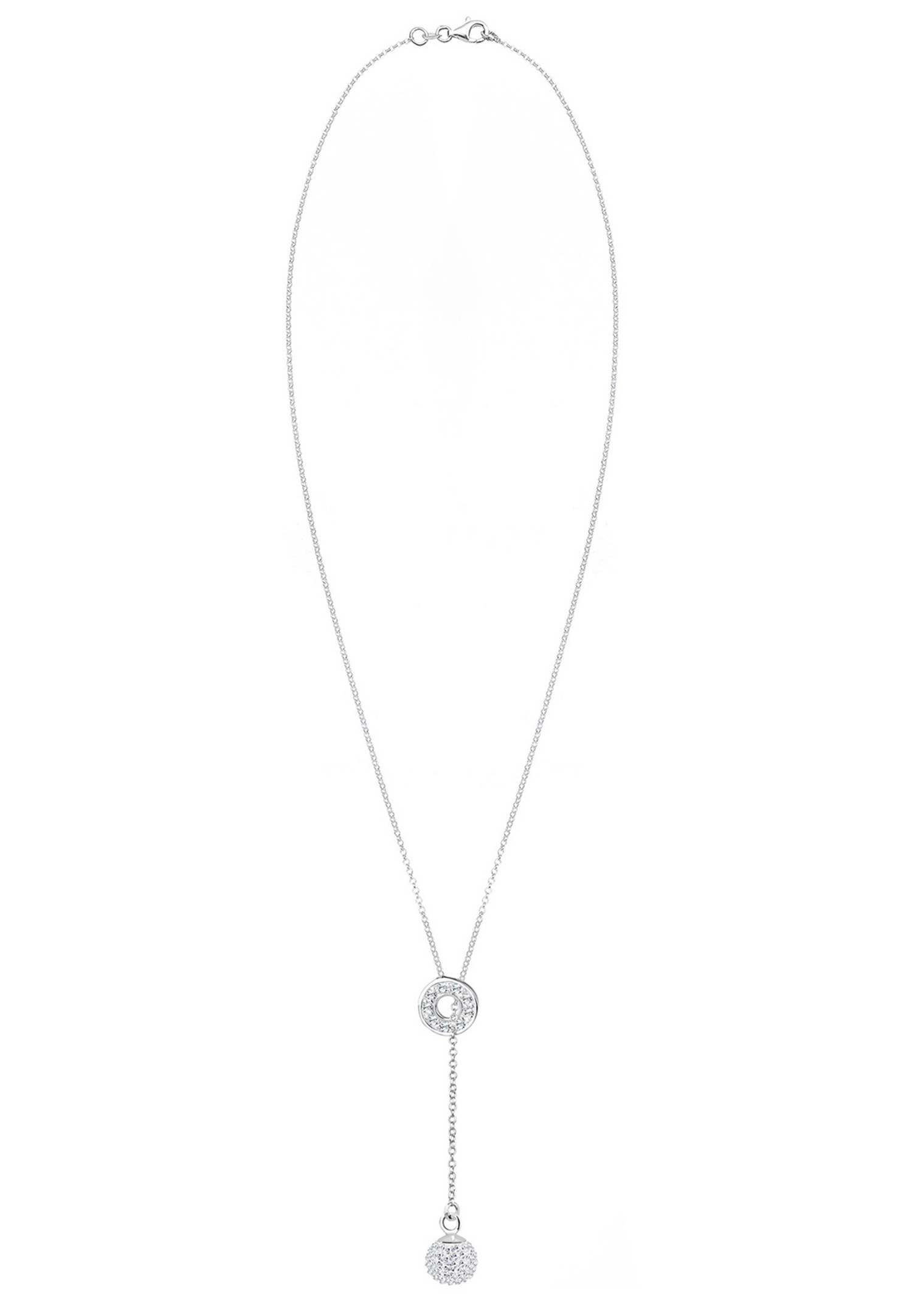 Collana da donna Elli a forma di Y con sfere e cristalli in argento sterling 925.