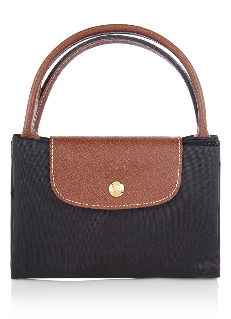 Τσάντα Longchamp Le Pliage μέγεθος M με δερμάτινες λεπτομέρειες