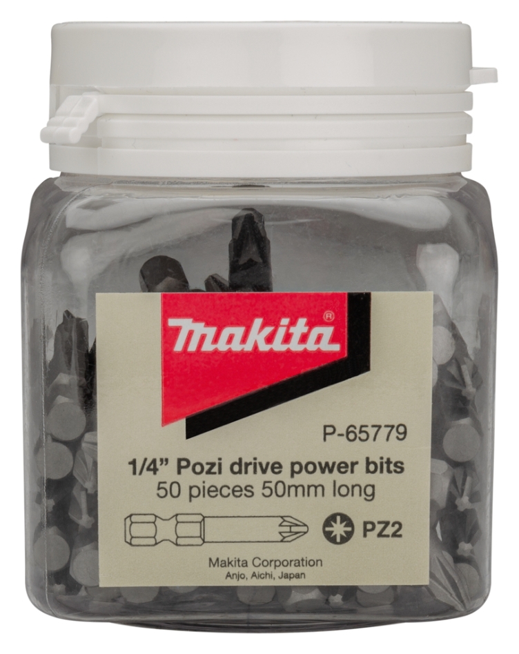 Makita Tilbehør P-65779 Skruebit PZ2x50mm i beholder 50 dele