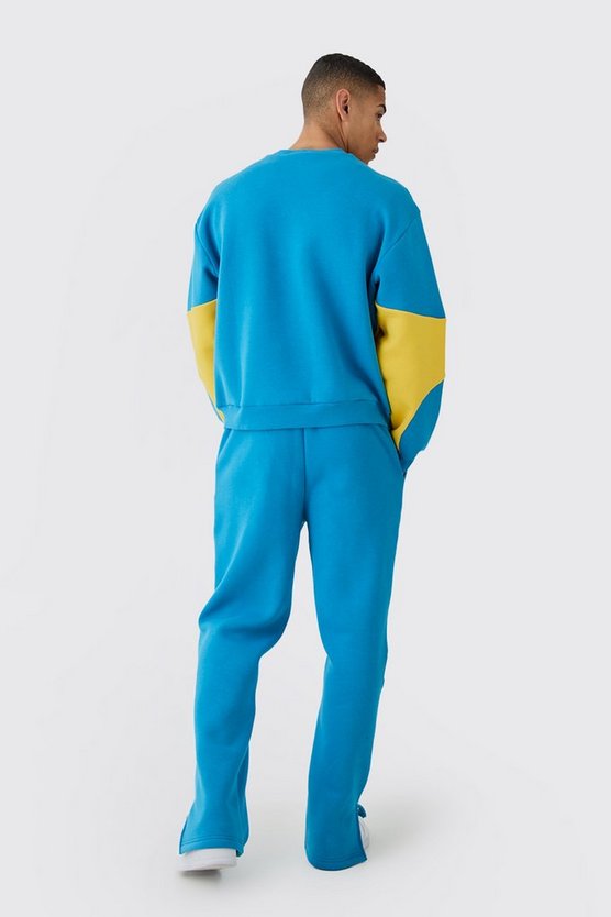 Kastiger Oversize Sweatshirt-Trainingsanzug mit Moto-Applikation
