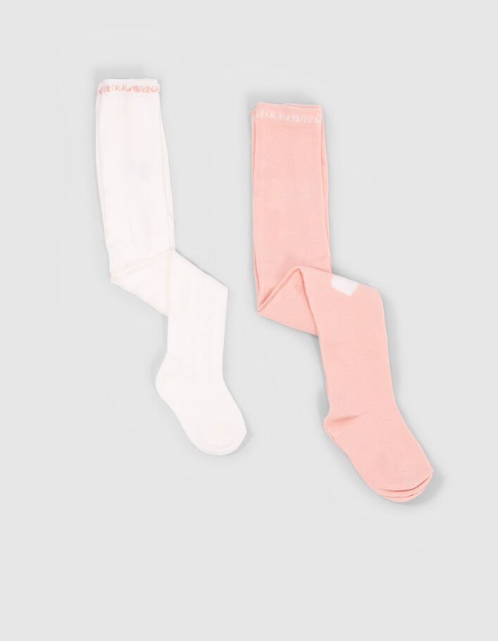Collants rose poudré et blancs bébé fille