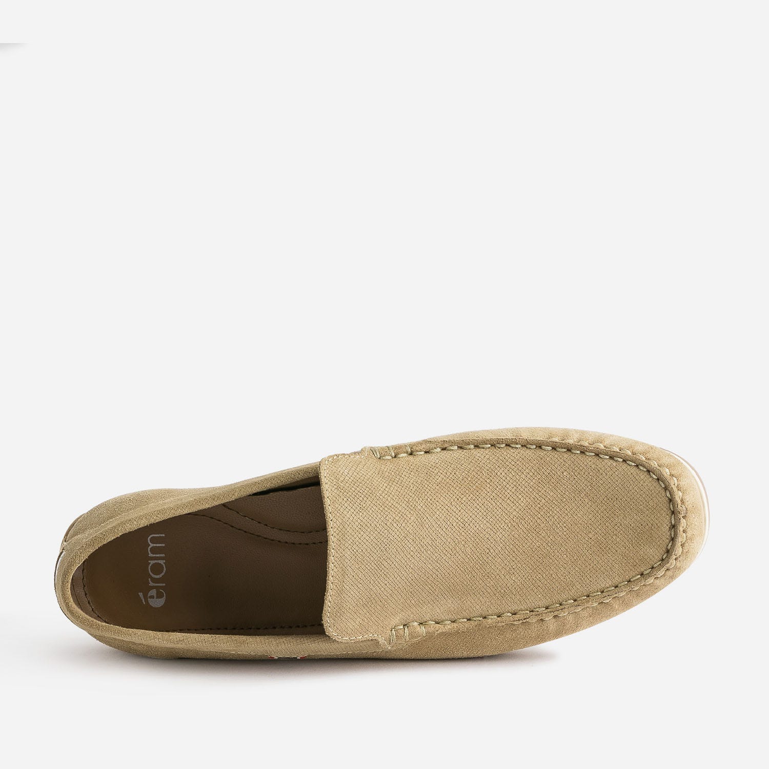 Mocassin beige en cuir velours