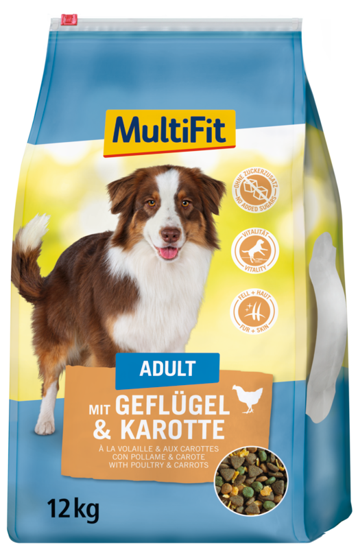 MultiFit Hundetrockenfutter MultiFit Adult mit Geflügel & Karotte 12 kg