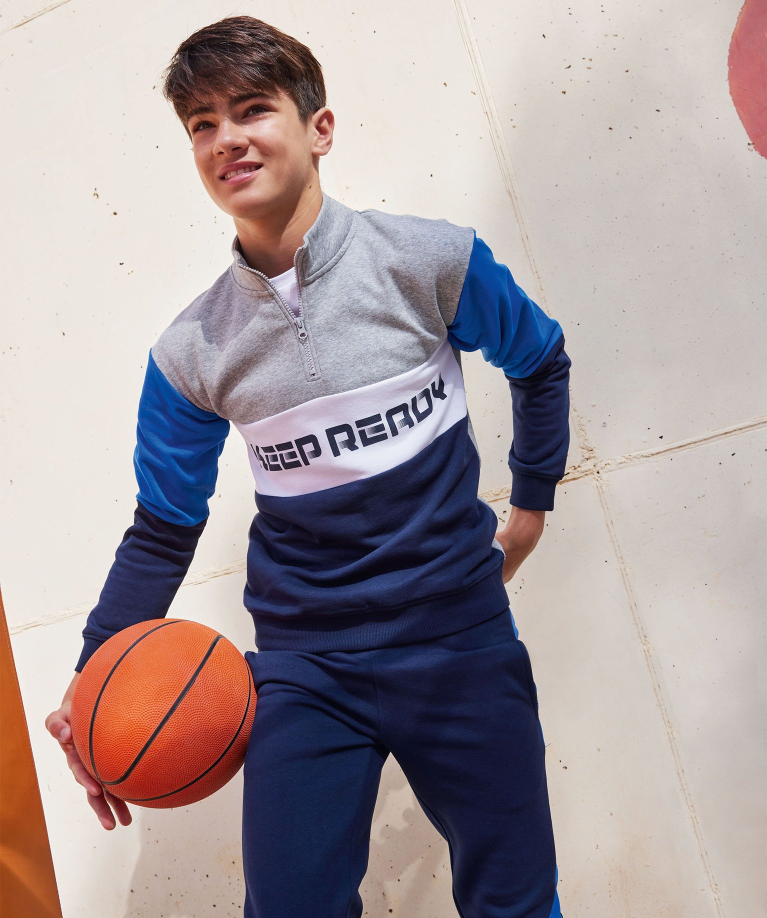 Sweat molletonné avec col zippé Garçon gris | GEMO