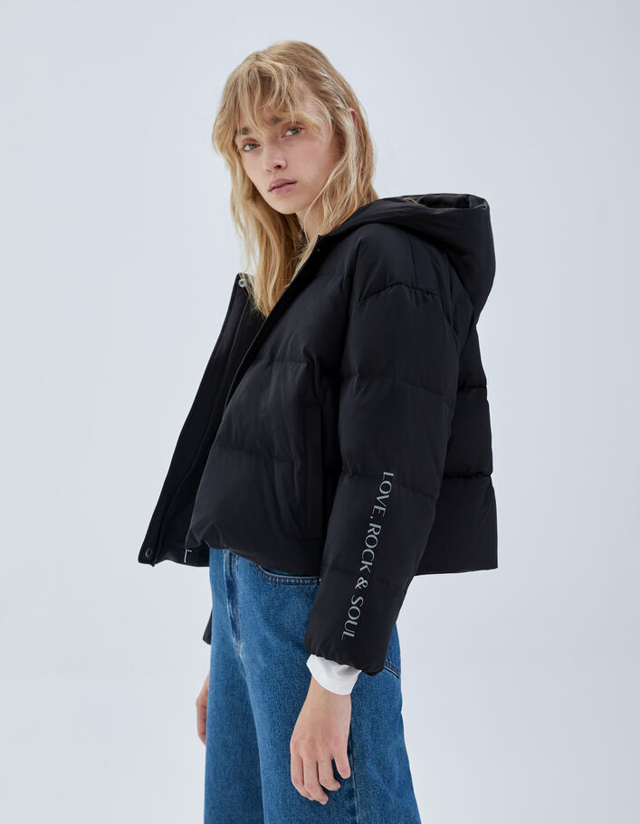 Doudoune courte noire oversize Femme