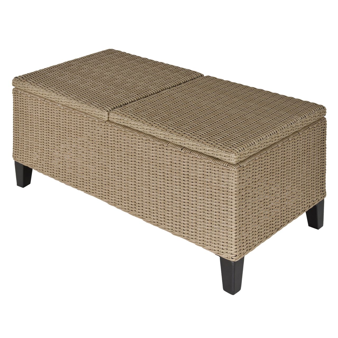 Outsunny Polyrattan Garten Balkontisch ausziehbar Stahl Khaki 103 x 50 x 45,5 cm