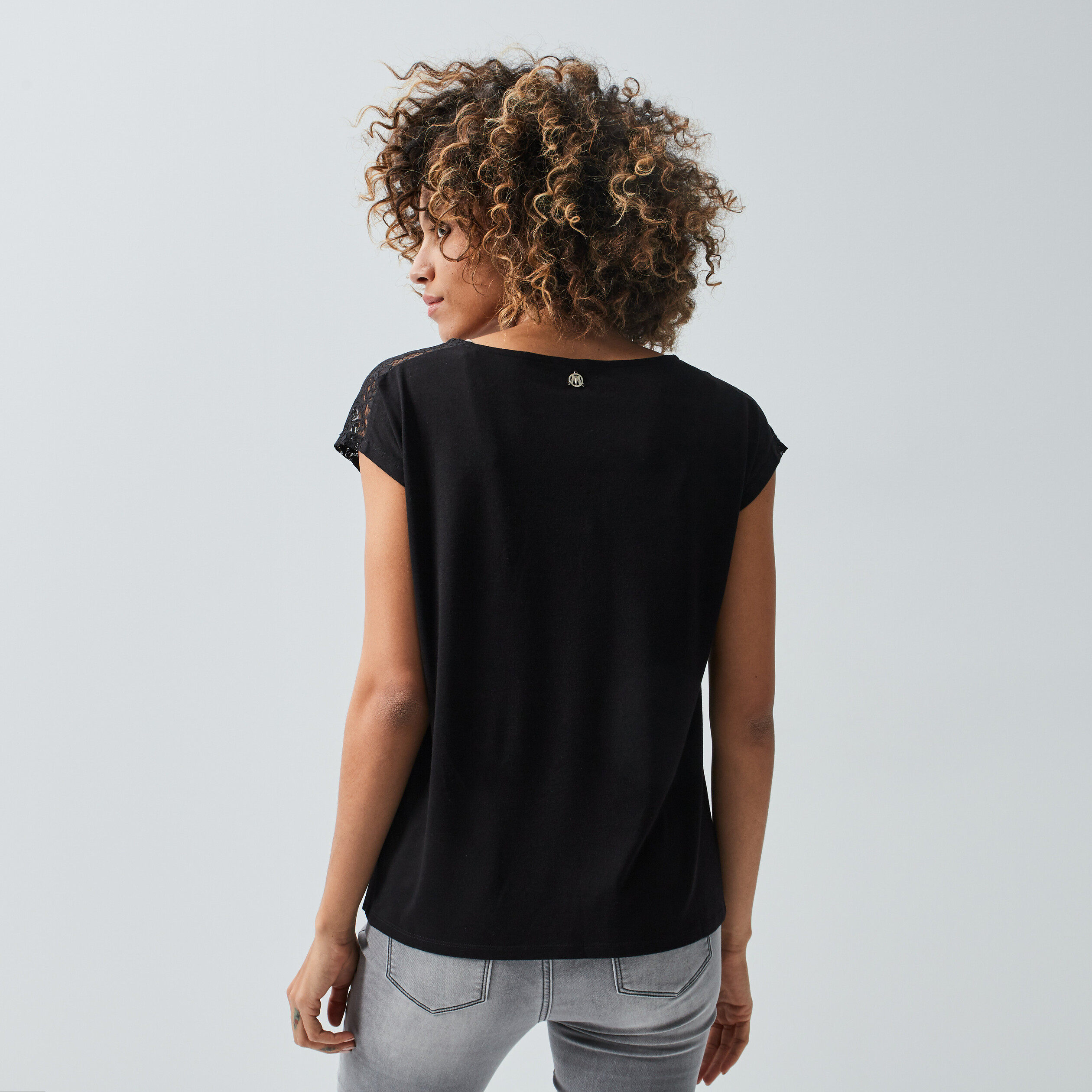 T-shirt manches courtes noir femme | La Halle