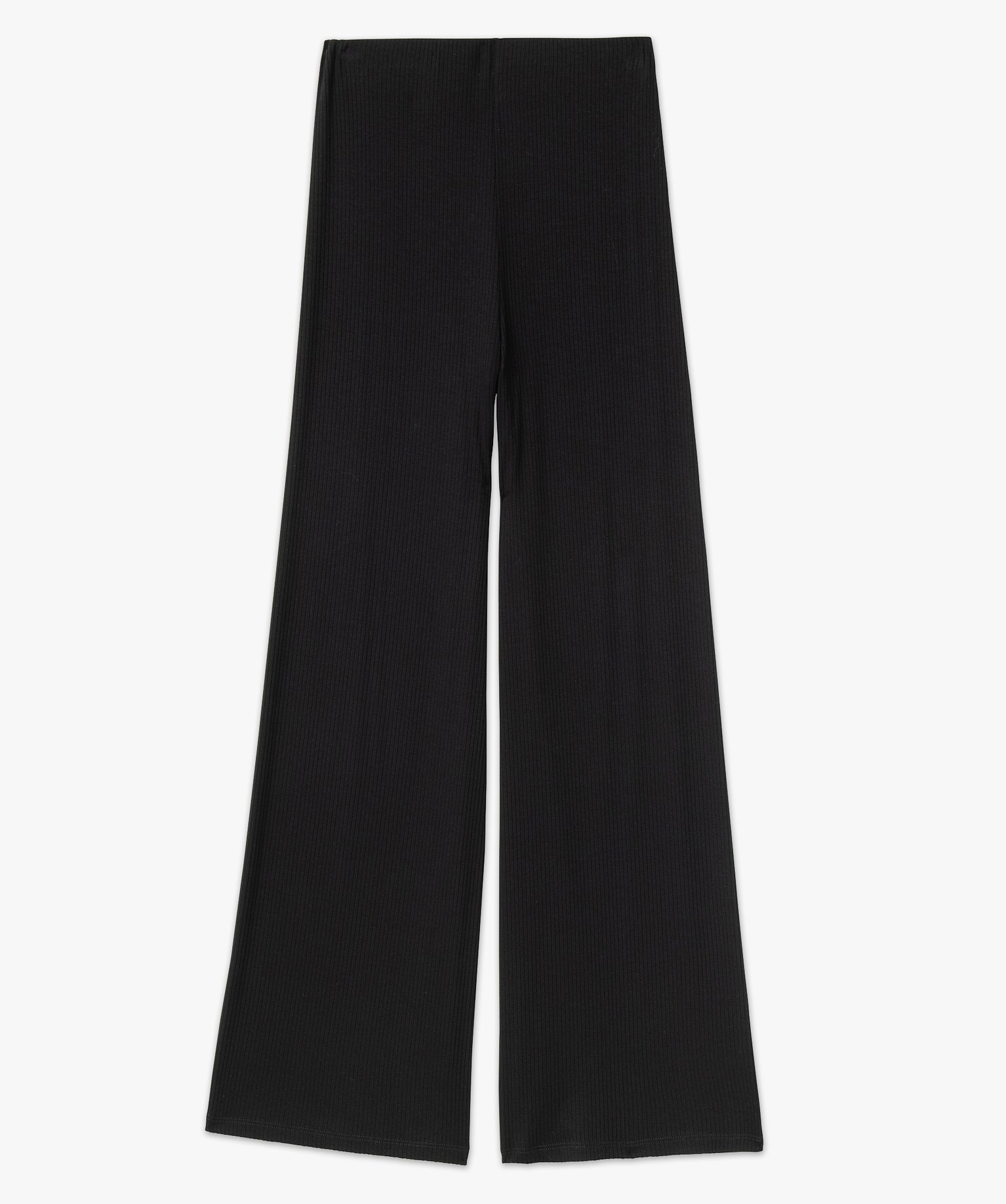Pantalon large en maille ctelée femme noir | GEMO