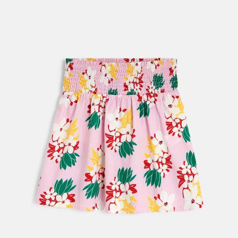 Jupe trapèze fille à motifs fleurs exotiques rose Catimini