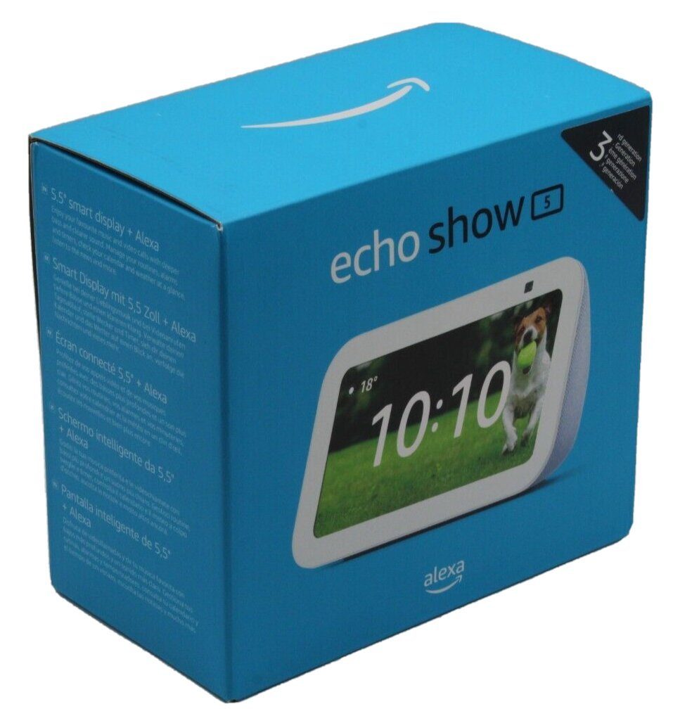 Amazon Echo Show 5 3. Generation 2023 Smart Speaker (WLAN (WiFi), Bluetooth, Bluetooth, mit Sprachsteuerung, Mikrofon- / Kamera-aus-Taste)