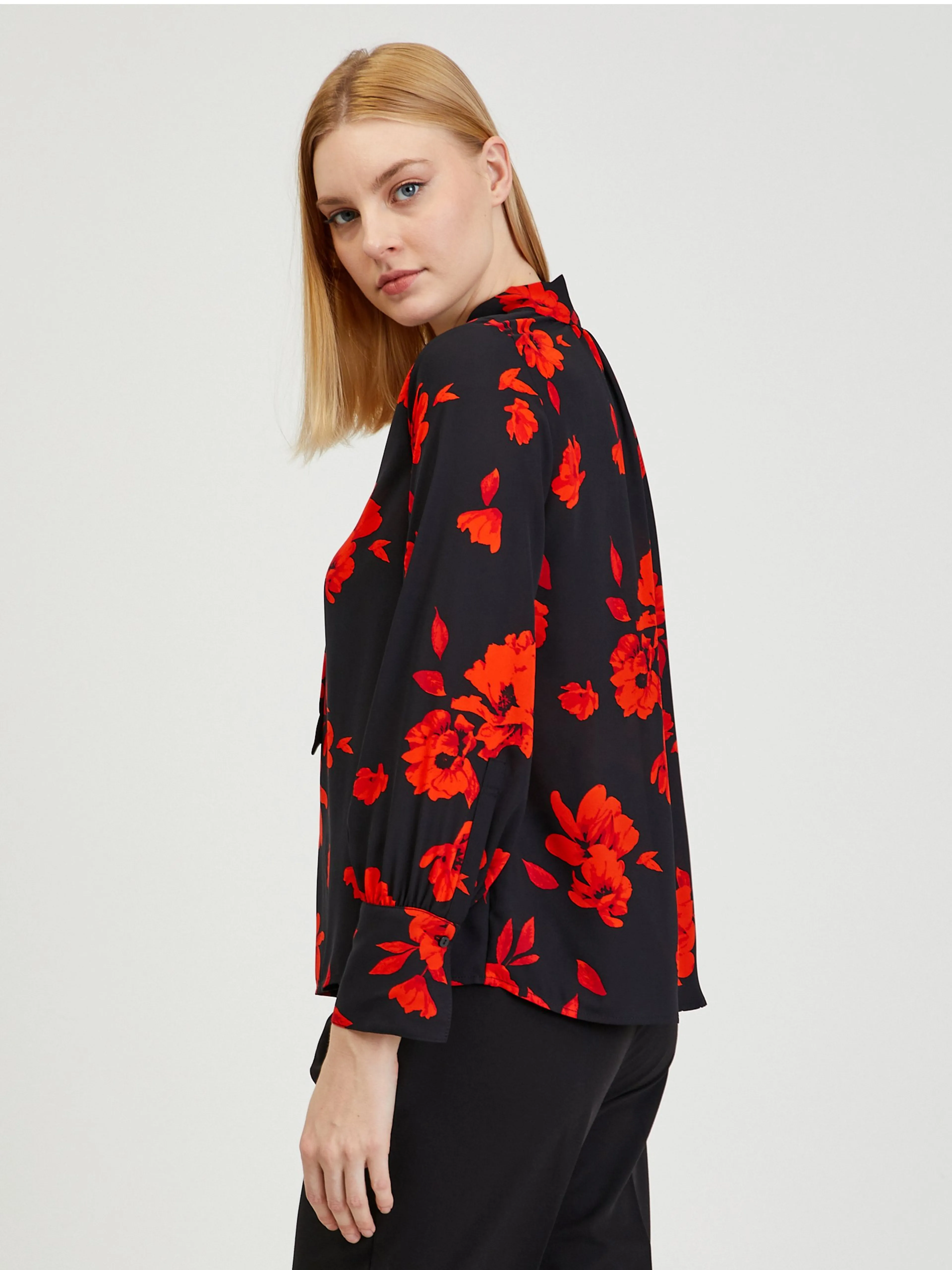 Rot-schwarze Damenbluse ORSAY