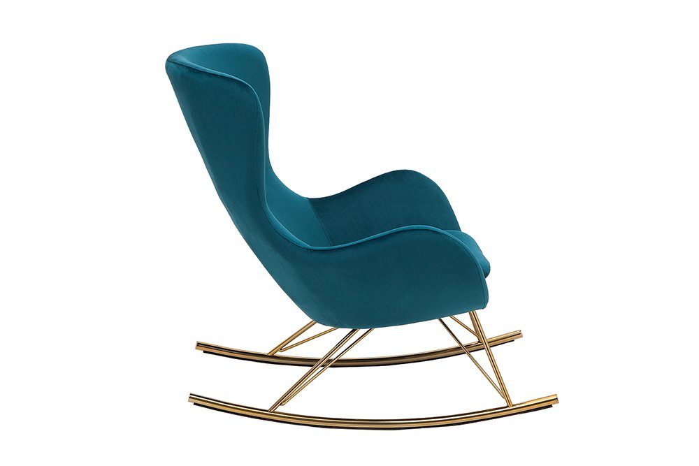 riess-ambiente Schaukelstuhl SCANDINAVIA SWING türkis / gold, Wohnzimmer · Samt · Metall · mit Sitzkissen