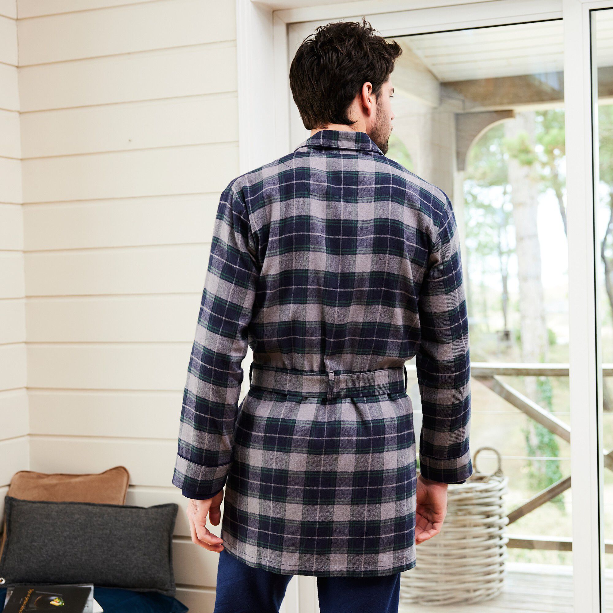 Veste d'intérieur flanelle col châle