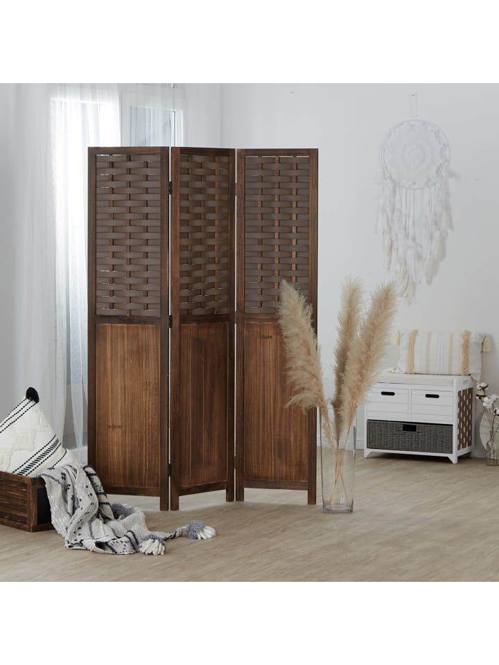 Homestyle4u 3-tlg. Paravent in Dunkelbraun 120x170 günstig kaufen onesize