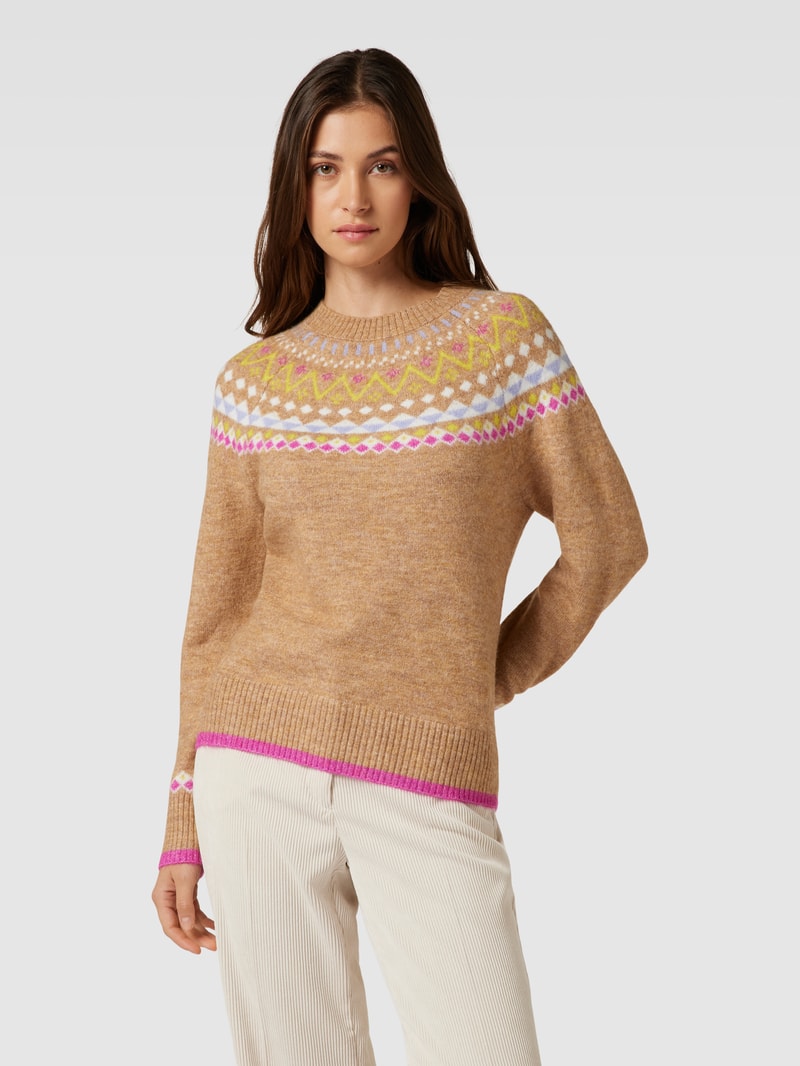 Strickpullover mit Allover-Muster in camel