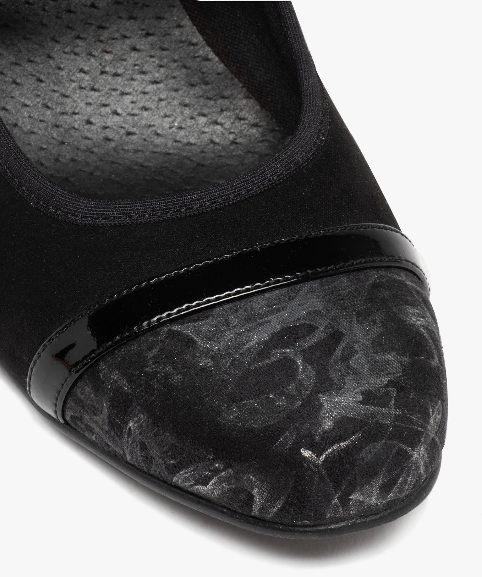 Escarpin confort avec brides vernies et petit talon femme noir | GEMO