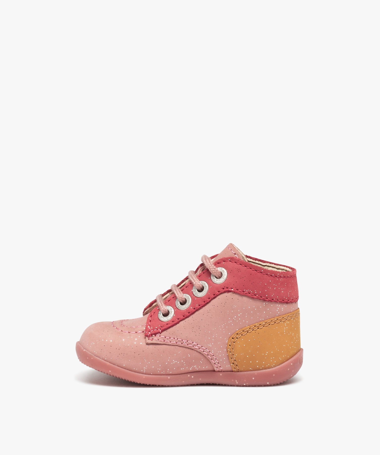 Chaussure premiers pas bébé fille en cuir et à paillettes... rose | GEMO