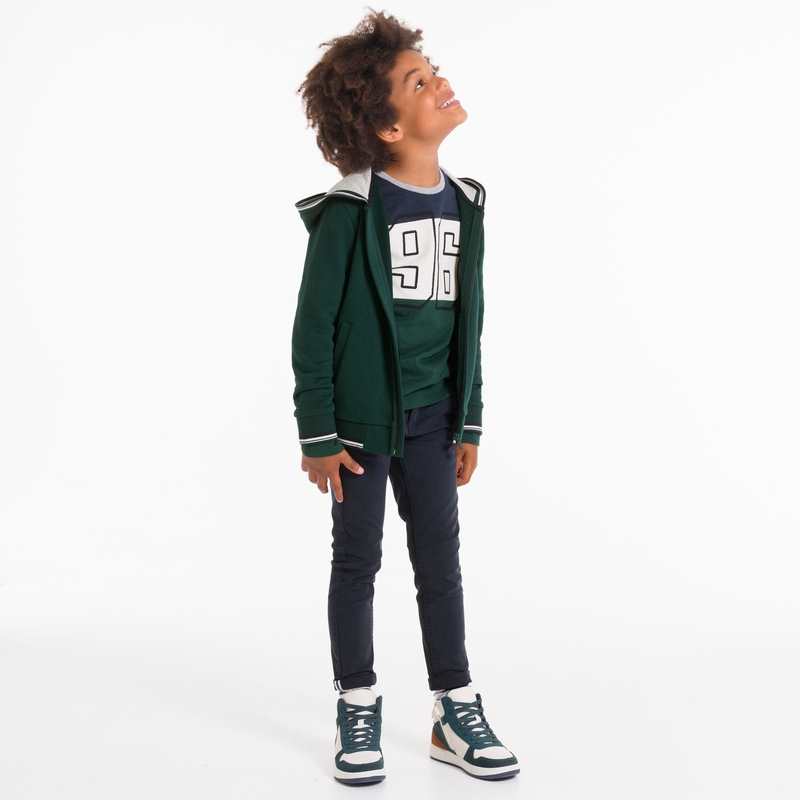 Sweat-shirt à capuche open mind vert garçon