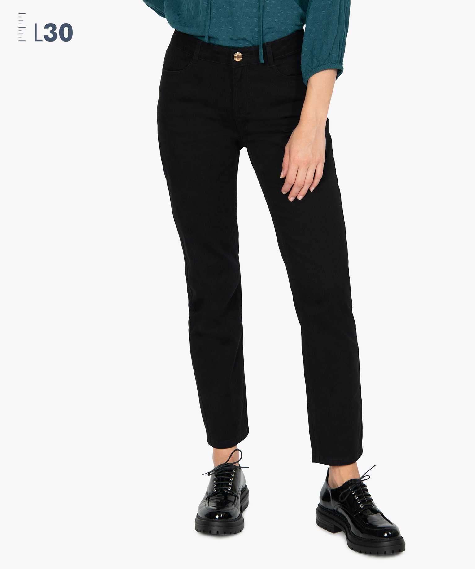 Jean femme coupe regular noir - Longueur L30 noir | GEMO