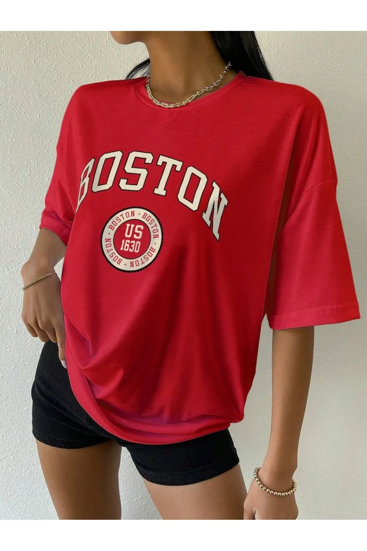 MOONBULL  Unisex-T-Shirt mit Boston-Aufdruck US-1630