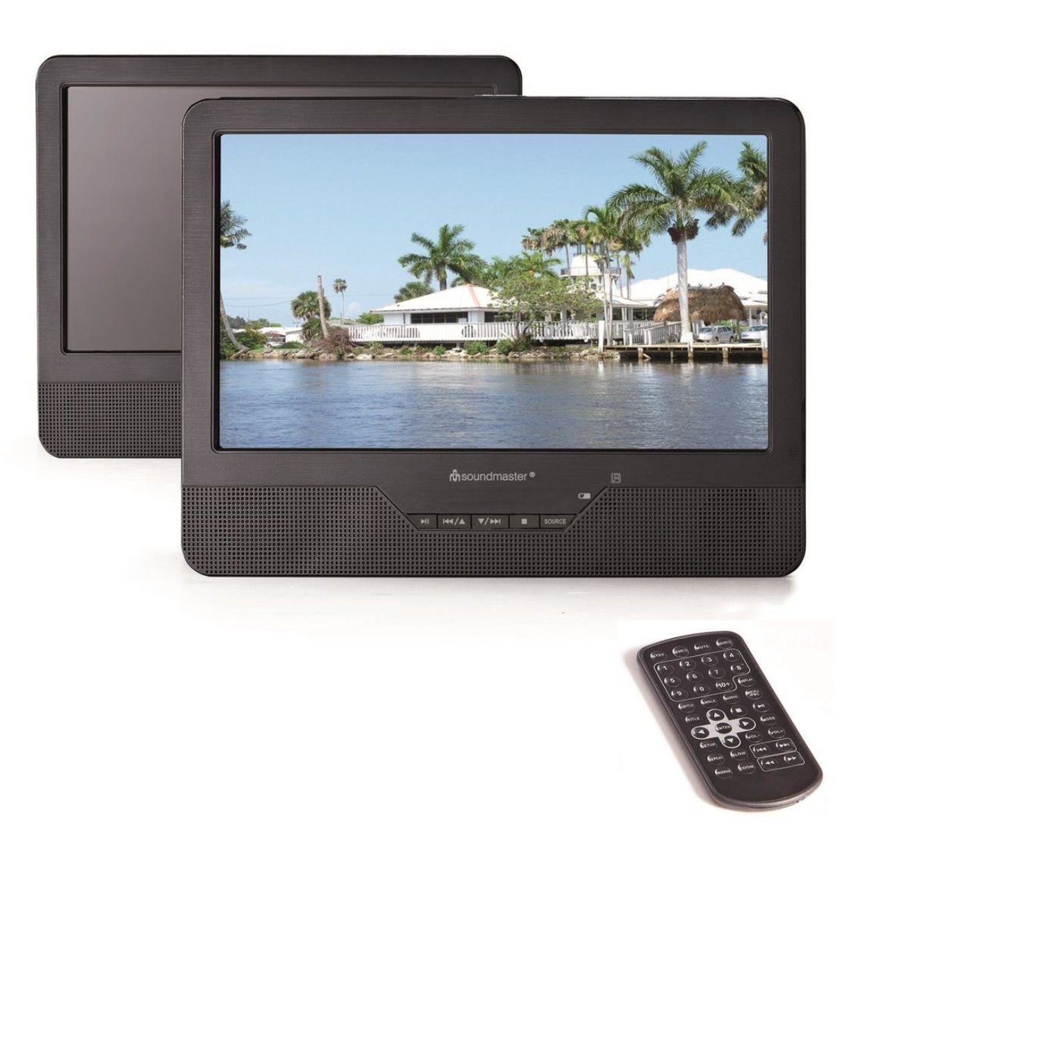 Soundmaster PDB1800 portabler DVD-Player Akku 2 Monitore Kopfstützenhalterung Auto DVD-Player
