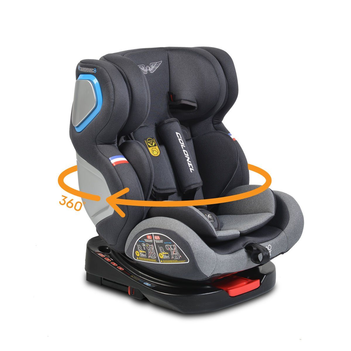 Moni Autokindersitz Kindersitz Colonel Gruppe 0/1/2/3, 0-36 kg, bis: 36 kg, drehbar, 165° Neigung, Isofix
