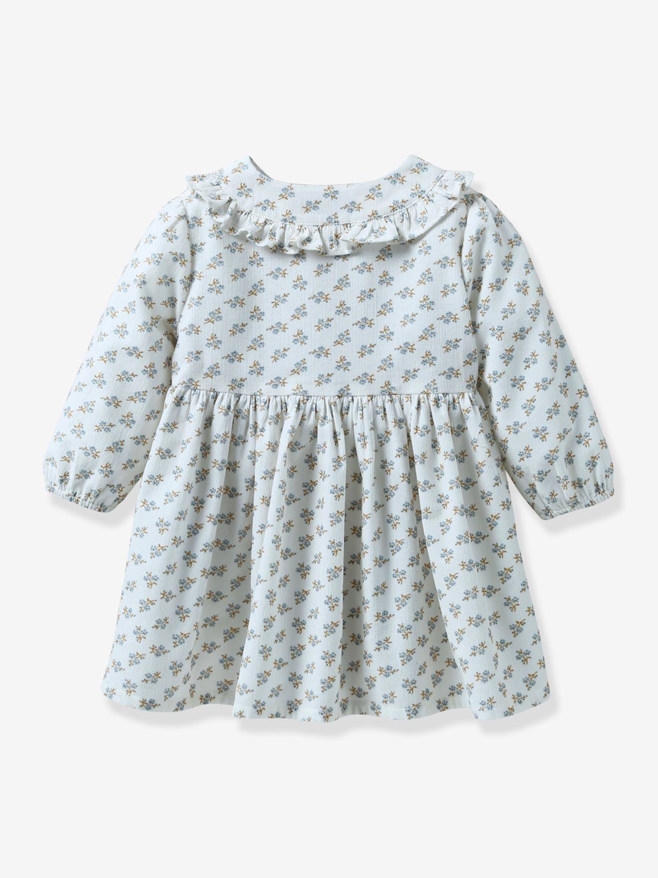 Robe bébé en velours imprimé CYRILLUS bleu imprimé