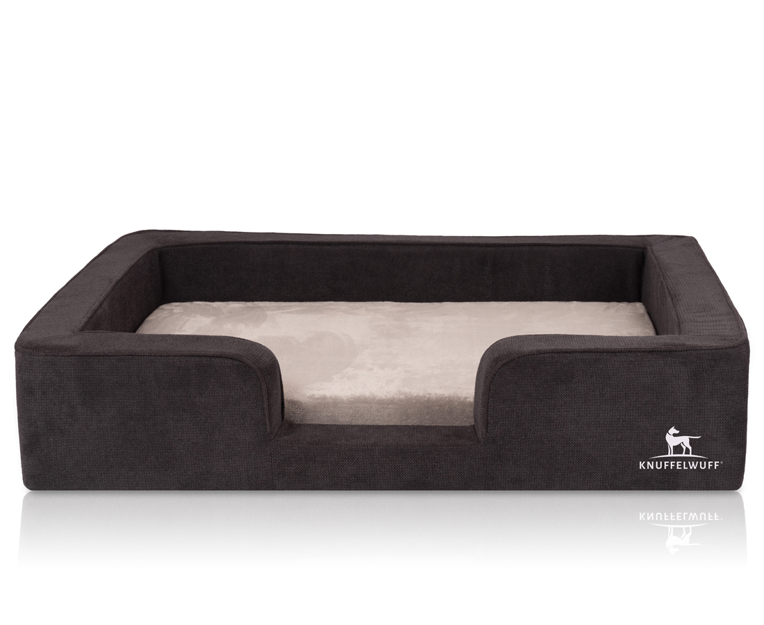 Knuffelwuff Hundebetten Knuffelwuff orthopädisches Hundebett mit Wendekissen aus Velours Bellamy schwarz M-L