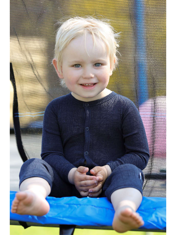 Joha Schlafoverall aus Merino-Wolle/Seide navy weiß in navy günstig kaufen