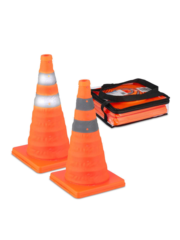relaxdays 2 x Pylone in Orange/ Silber - (B)24,5 x (H)45 x (T)24,5 cm günstig kaufen onesize