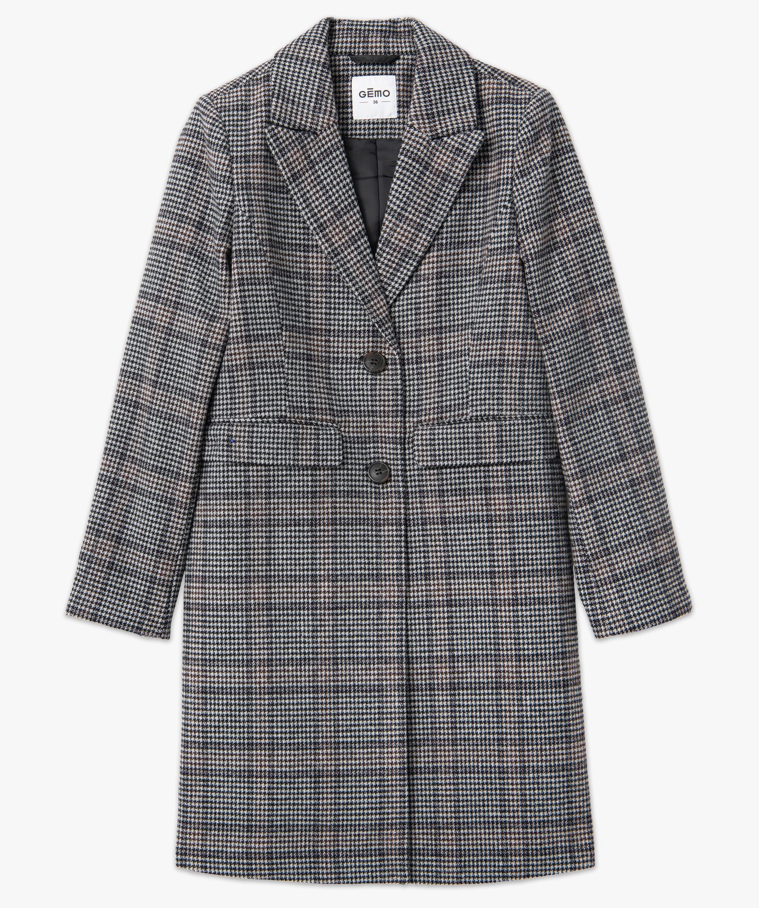 Manteau femme à motif pied de poule carreaux | GEMO