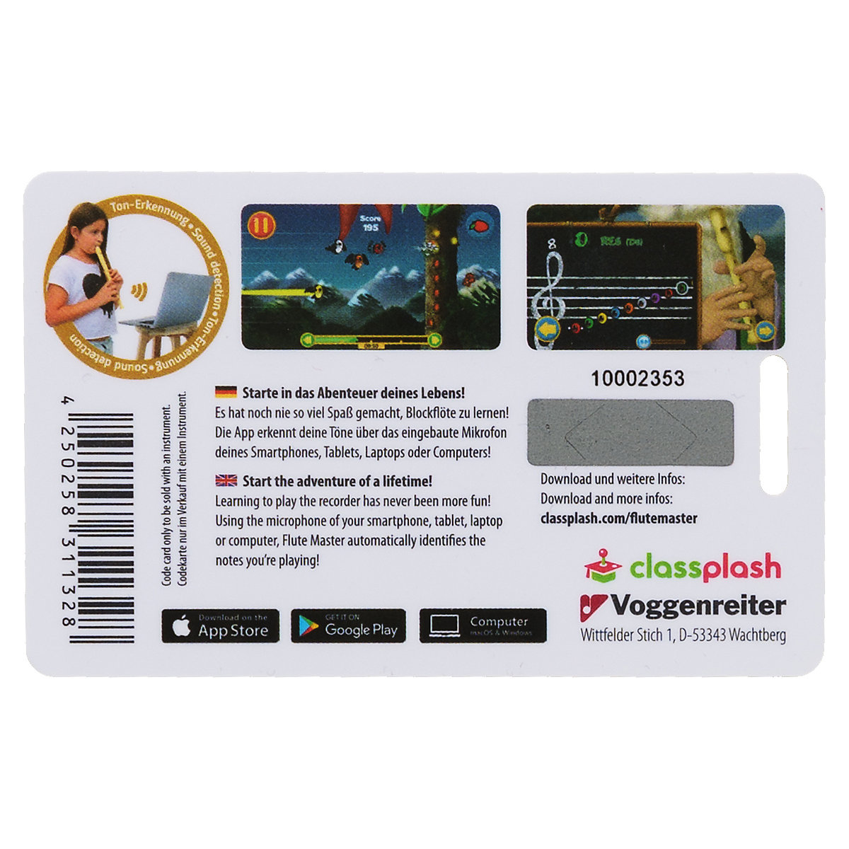 Flute Master (App) mit Blockflöte aus Kunststoff (barocke Griffweise)