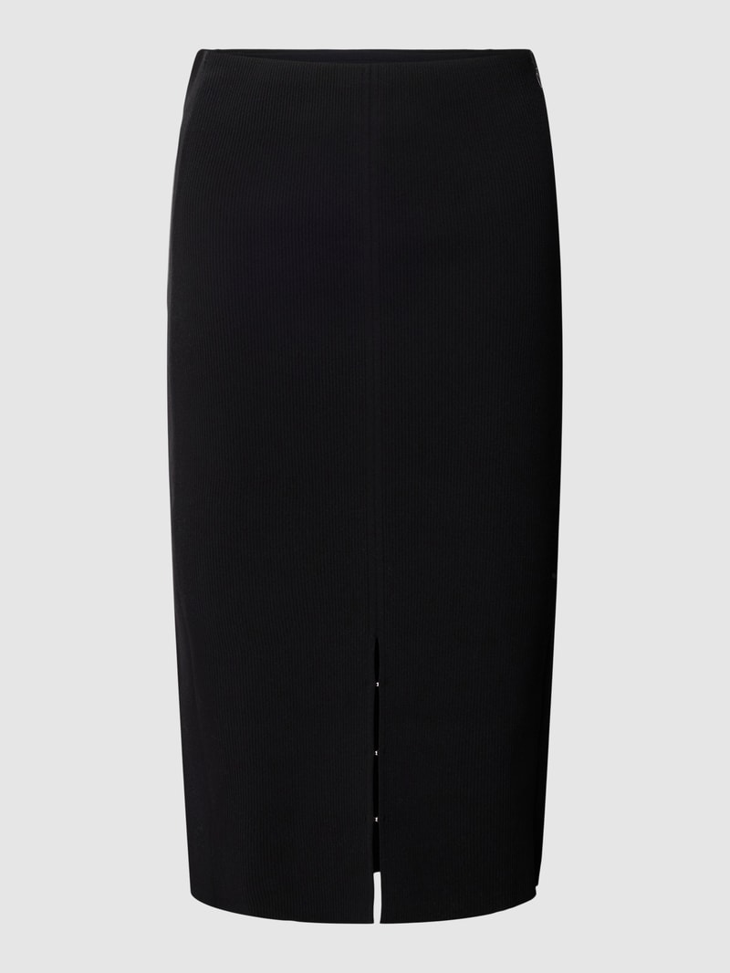 Bleistiftrock mit Label-Stitching Modell 'HOOK & EYE' in black