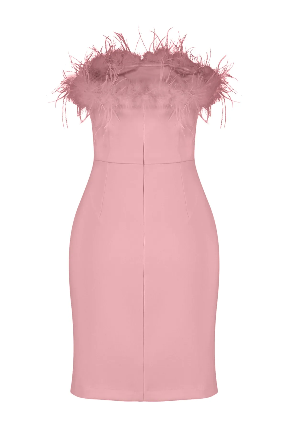 Trendyol Collection  Rosa, figurbetontes, gefüttertes, elegantes Abendkleid mit gewebten Otriches TPRSS23EL00547