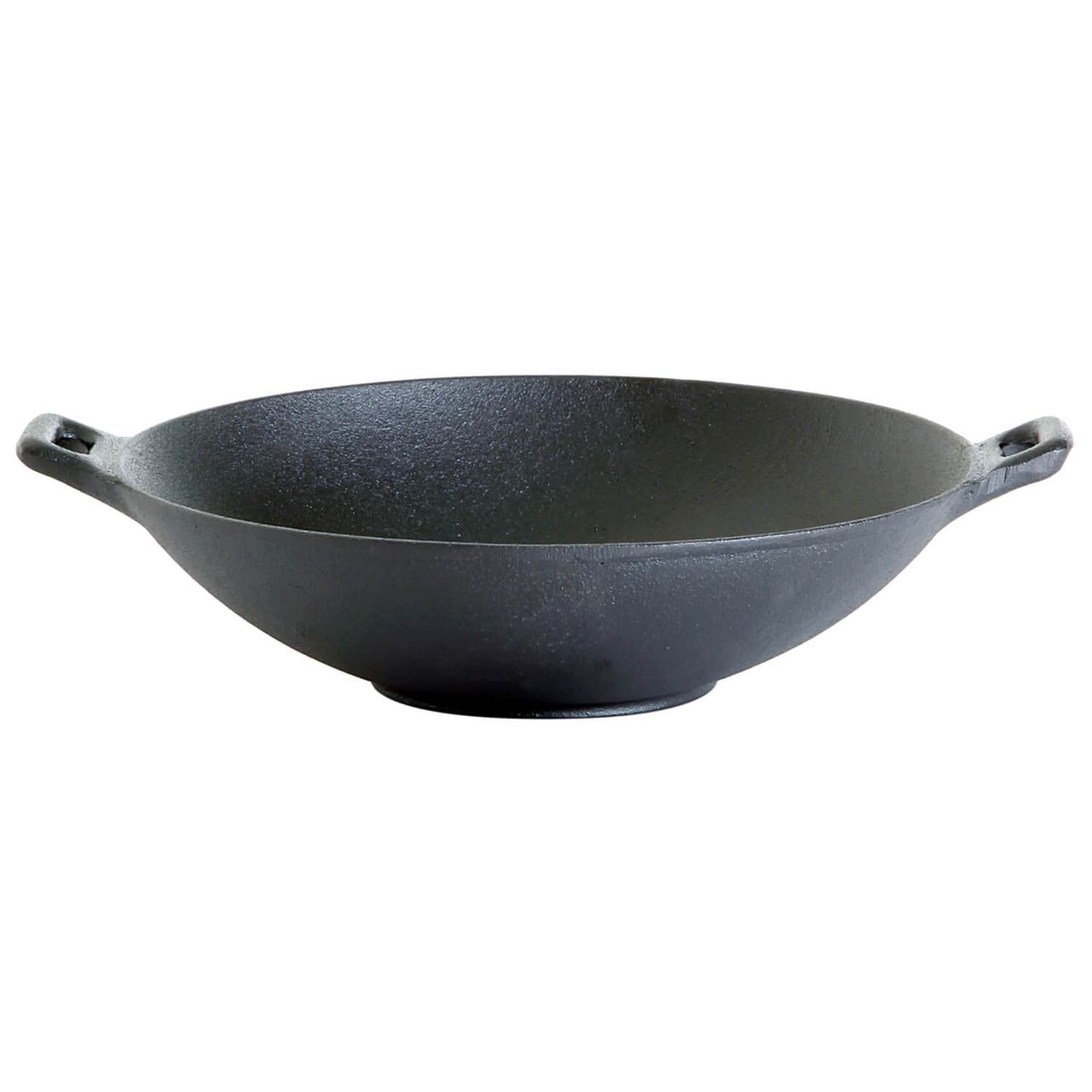 Allgrill Gusseisen-Wok mit zwei Griffen, rund, schwarz, 37 cm (mit Griffen Ø 44 cm)