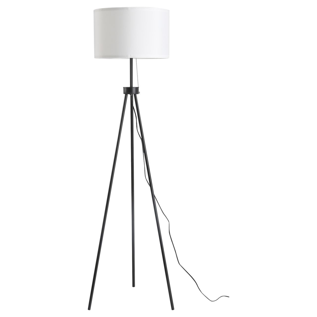 HOMCOM Stehlampe Stehleuchte Standleuchte E27, Stahl Polyester, 37x37x152cm (Schwarz Weiß)