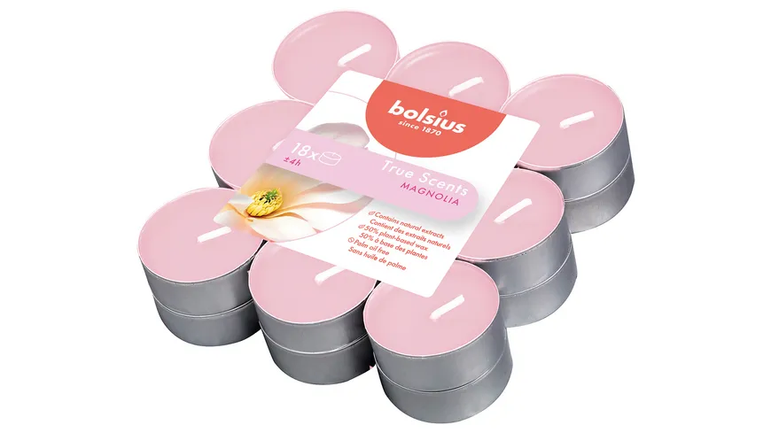 bolsius Duft-Teelichte True Scents 4h 18er Pack Magnolie Magnolie