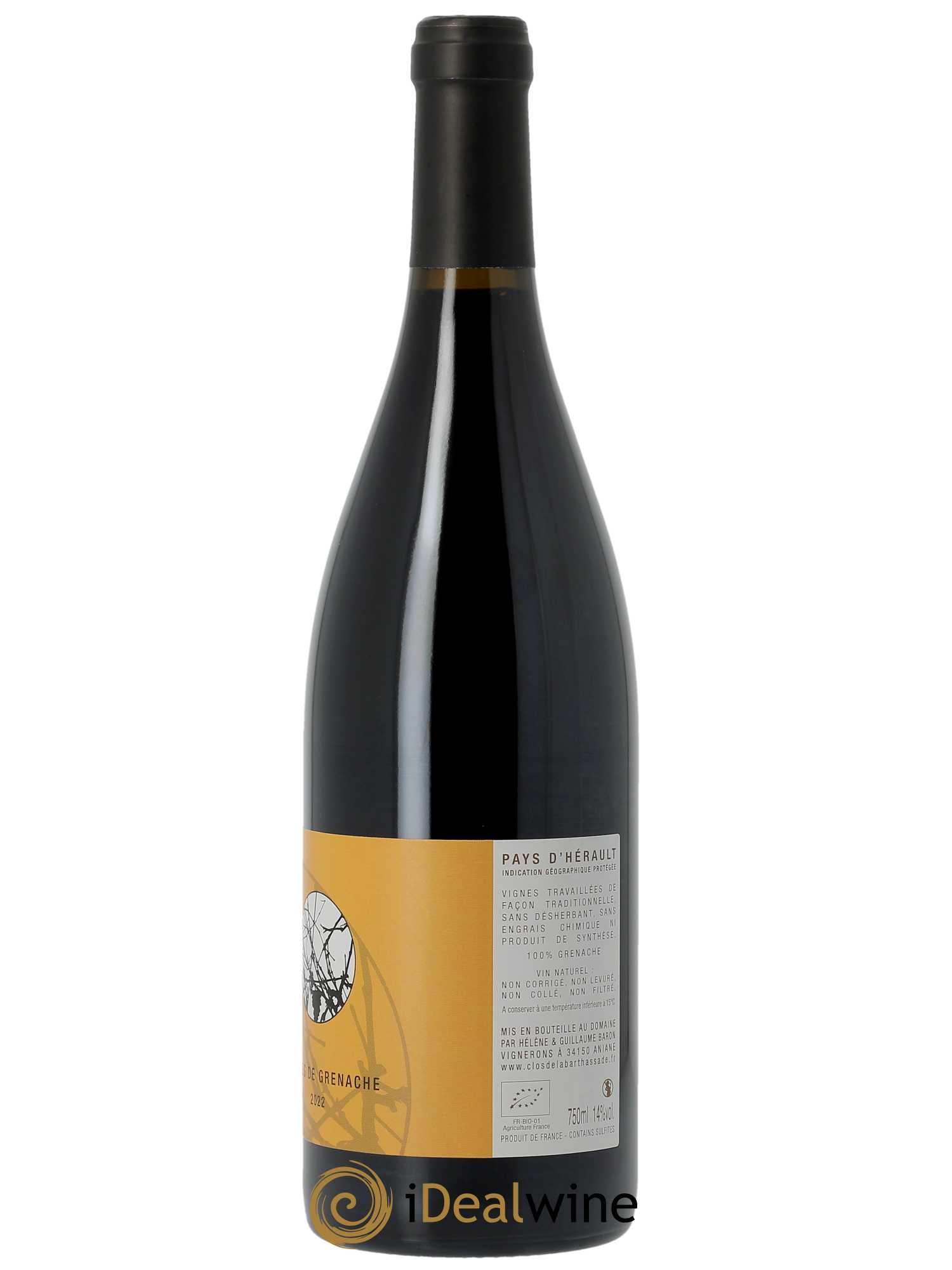 IGP Pays d'Hérault Billes de Grenache Le Clos de la Barthassade  2022 - Lot de 1 Bouteille