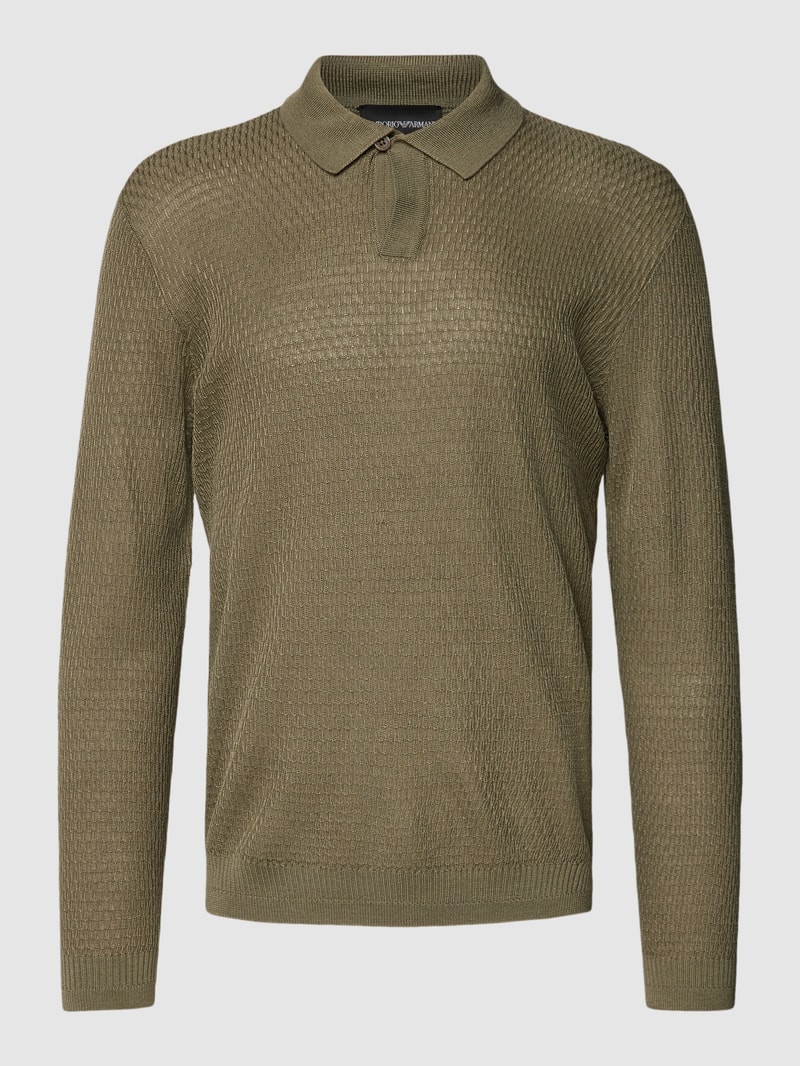 Longsleeve mit Polokragen in olivgrün