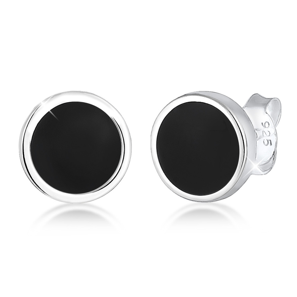 KUZZOI KUZZOI Boucles d'Oreilles boucles d'oreilles de base Cercle Geo émail 925 argent Boucles d'oreilles