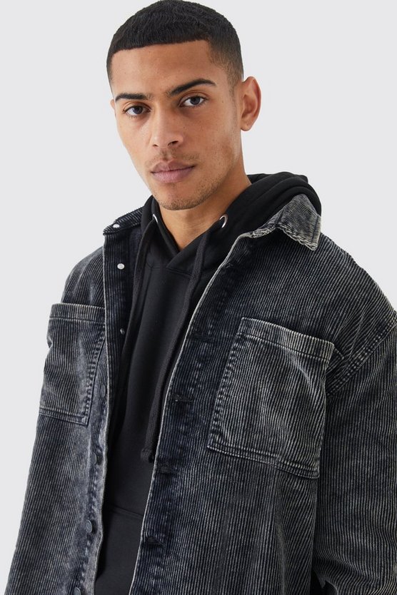 Cord-Overshirt mit Acid-Waschung