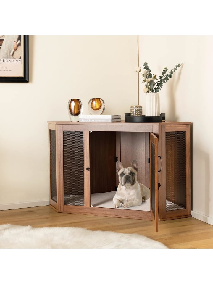 COSTWAY Hundehütte Eckdesign 114x60x68cm in Braun günstig kaufen onesize
