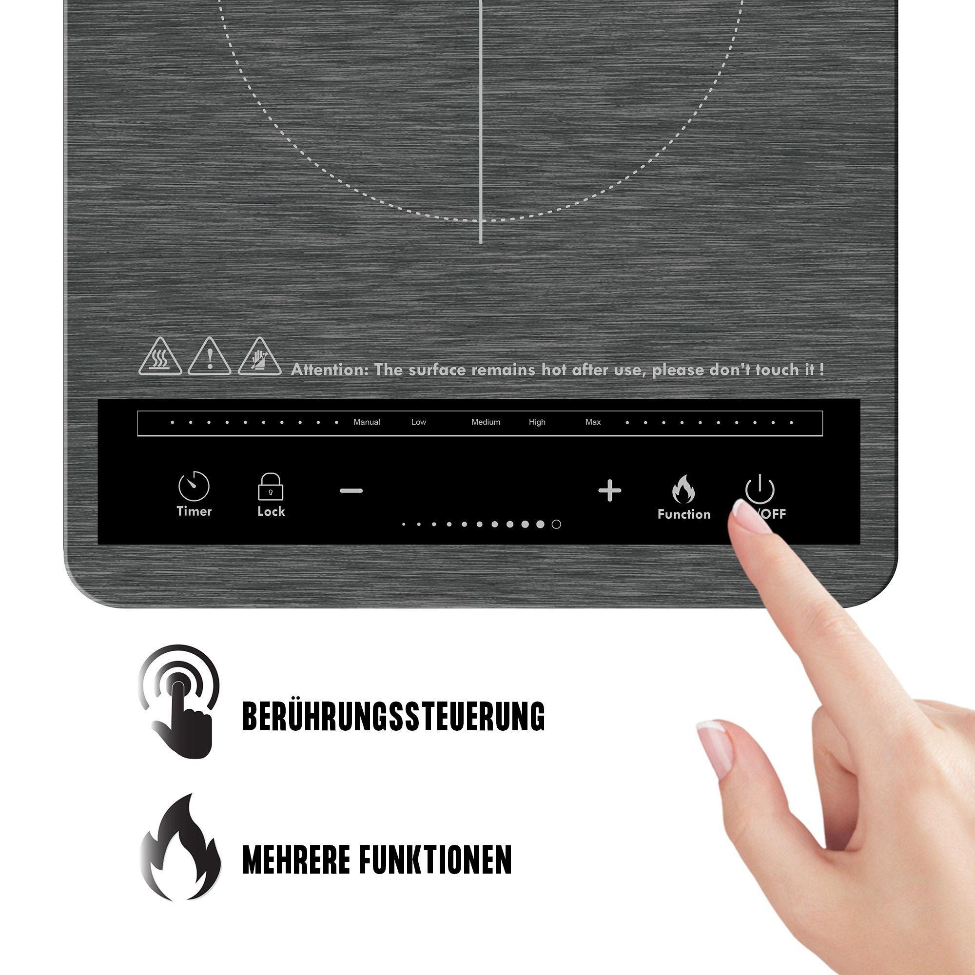 KB Elements Einzel-Induktionskochplatte ELK102P, 2000 Watt, Timer, Lüfter, Abschaltautomatik