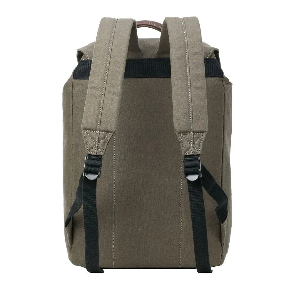 Troop London Heritage Waxed Canvas Laptop Backpack - Olive