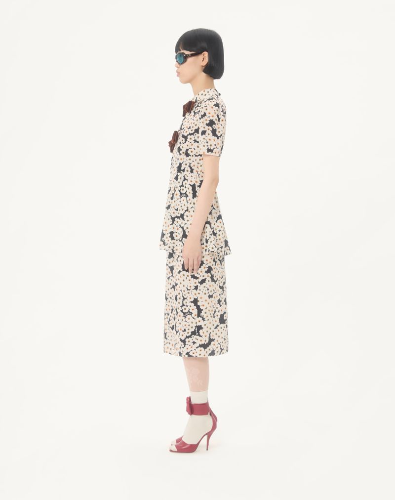 Apres L'hiver Vestido Midi Crepe De Chine Estampado Primula