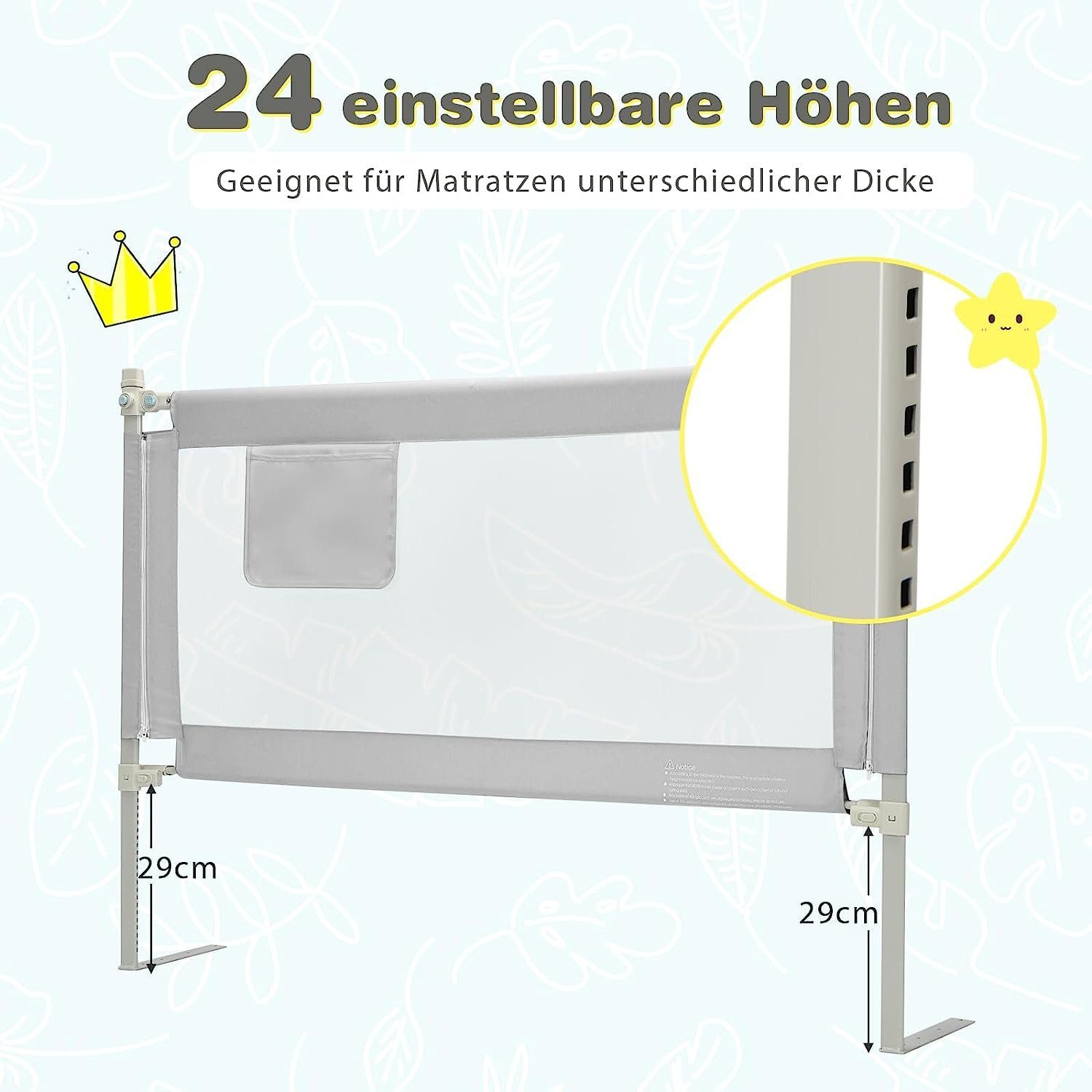 KOMFOTTEU Bettschutzgitter Babybettgitter, für Matratzen 5-30 cm