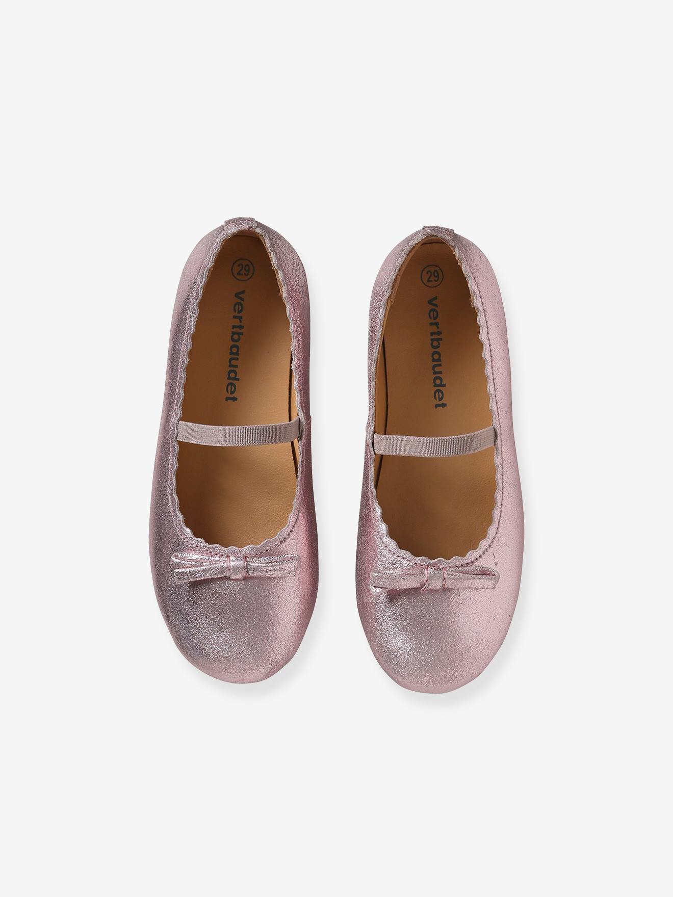 Ballerines cuir fille beige metallisé
